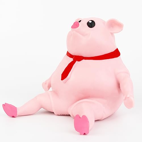 Stress Pink Pig Toy, Funny Cute Pink Pig Squishy Toy, Stress Stretch Pig Toy, Decompress and Squeeze Relief Toy for Children and Adults Sensory Toy, Funny Gift for Easter