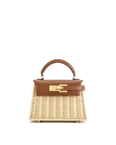 JW PEI Women's Elise Natural Rattan Weaving Handbag - Brown Rattan