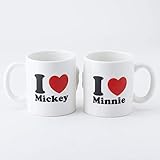 Sunart SAN2148 Disney Mickey & Minnie Kiss Mug Cup Pair of 2 10.1 fl oz (300 ml) Futari Life Couples Pair New Life Tableware Set Dishwasher-Safe Microwave Safe