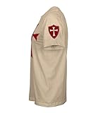 Knights Templar Holy Crusader Cross T Shirt for Men (Sand, L)