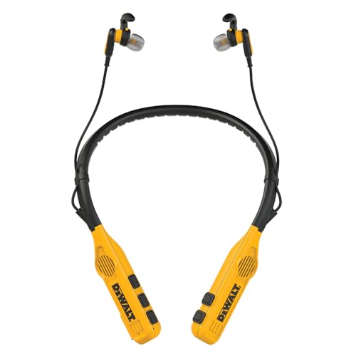 DEWALT 2-in-1 Neckband Bluetooth Headphones w/Built-in Speakers, Jobsite Wearable Speaker & Around Neck Headphones, Wireless Bluetooth Headset, 60+ Hrs, Hands-Free Music & Calls, Carry Pouch Included