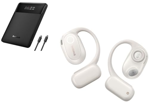 Baseus 100W Power Bank with Bowie MF1 Open-Ear Earbuds, Hi-Res Wireless Audio with LDAC, Rich Bass, Comfortable Silicone Cushion Design, 60H Play, AI Clear Calls, Bluetooth 5.4