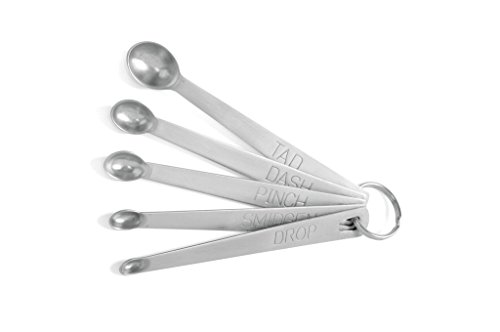 Norpro Mini Stainless Steel Measuring Spoons, Set of 5 (tad, dash, pinch, smidgen and drop), 5" x .5" x .5"