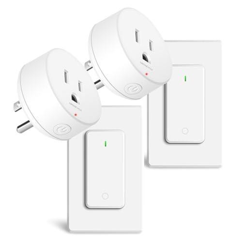 Wireless Wall Switch Remote Control Outlet,GreenCyle 2 Set Remote Control Outlets Plug Switches,15A/1500W,TUV List,No Wiring Needed,300ft RF Range,for Lamp,Fans,Household Appliances