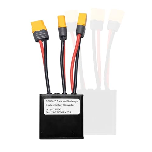 Dual Battery Connector, 20V-72V DC E-Bike Dual Battery Discharge Converter XT60 Port Adapter Battery Capacity Double Battery Pack Switch Balancer (20A)