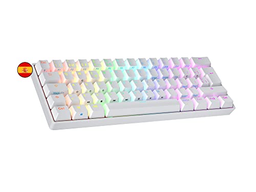 Ranked S60 Supernova 60% | Hot Swappable Mechanical Gaming Keyboard | 62 Keys Multi Color RGB LED Backlit for PC/Mac Gamer | ISO ES Spanish Layout (White, Gateron Optical Blue)
