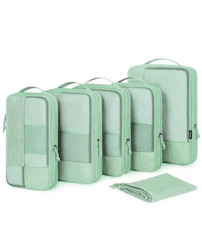 BAGSMART Compression Packing Cubes for Travel, 6 Set Packing Cubes for Carry on Suitcases, Compression Travel Cubes & Suitcase Organizer for Packing with Shoe Bag