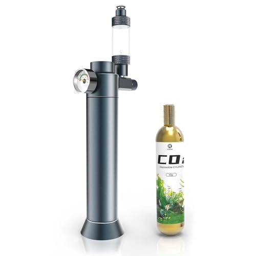 FZONE Desktop Aquarium CO2 System, CO2 Regulator with 45g Disposable CO2 Cartridge, Compatible with 5/8" and 3/8" Threaded Interfaces, Perfect for Nano Aquariums