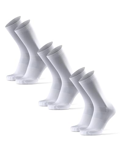 DANISH ENDURANCE Cycling Socks, Crew Length, Breathable, and Cushioned Bike Socks, for Men & Women, 3-Pack, White/Black, Medium
