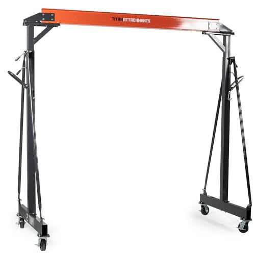 Titan Attachments Adjustable Gantry Crane, 2 Ton Capacity, Shop Lift Hoist Rated 4,000 LB, Portable Design with Locking Wheels, Adjustable Height up to 12 FT, Durable Steel Construction, Frame Only