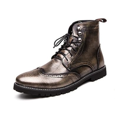 HuayoRong Men's Comfortable Handmade Leather Boots, Men Boots Casual, Waterproof for Spring Autumn And Winter (Silver,14)