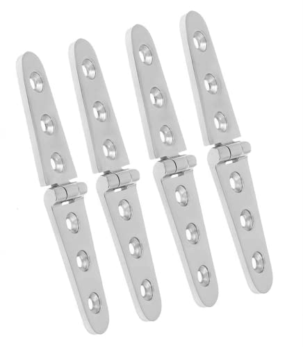 316 Stainless Steel Boat/Door Hinge ，Heavy Duty Marine Grade Cupboard Cabinet Drawer Door Strap Butt Hinge Furniture Hardware (Size: 6”X1”,4pcs)