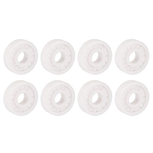 Jadeshay 608 Full Ceramic Bearing 8x22x7mm, ZrO2 White Miniature Ball Bearings for High Speed Applications, 8 Pack