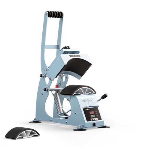 HTVRONT Hat Press Machine - Hat Press Heat Machine for Caps with 2 Platens & Caps Stretcher, Hat Heat Press Machine for Caps with Precise Temp&Timer Control for Heat Transfe Vinyl, Sublimation (Blue)