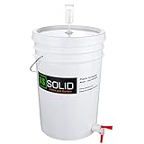 U.S. Solid Plastic Fermenter - 6.5 Gallon Food-Grade Fermenting Bucket Homebrewing Fermentor with Spigot and Airlock BPA Free