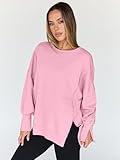 Trendy Queen Womens Oversized Sweatshirts Hoodies Crewneck Shirts Fall Outfits Teen Girls Y2k Winter Clothes Pink S