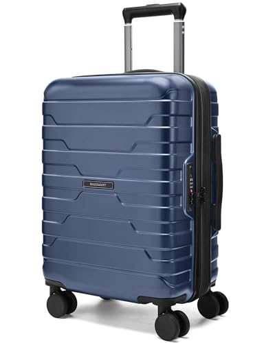 BAGSMART Carry On Luggage 22x14x9 Airline Approved with TSA Lock,20 Inch Lightweight Luggage with Spinner Wheels,100% PC Hard Shell Carry On Suitcases for Men Women,Dark Blue