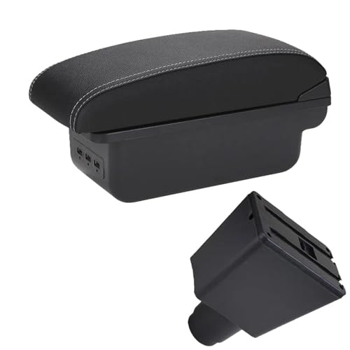 for Renault Logan 2 Armrest for Dacia Logan 2 for Dacia Dokker for Renault Sandero 2 Car Armrest Box Interior Retrofit Accessories Storage Box with 3USB(Black White)