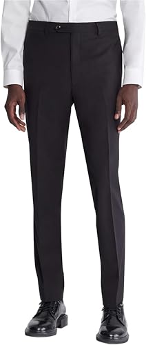 Calvin Klein Men's Slim Fit Dress Pants | Suit Pants for Men | Stretch Comfort Fabric, Tailored Silhouette, Wrinkle-Resistant, Ready-to-Wear | Black 34/30