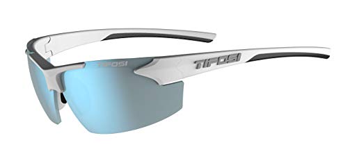 Tifosi Optics Track Sunglasses (White/Black, Smoke Bright Blue)