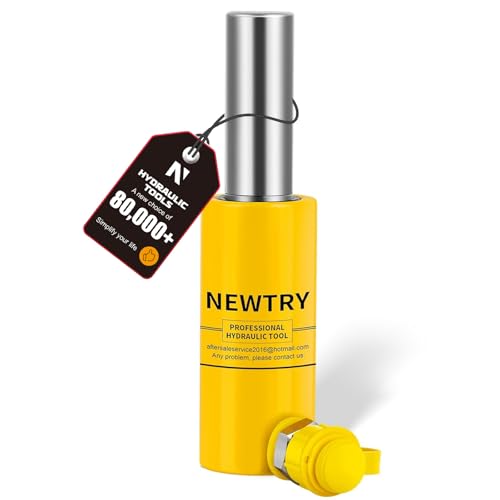 NEWTRY 10 ton Hydraulic Cylinder Long Jack 4” Stroke Porta Power Ram Jack Lifting Cylinder Retract Automatically for Shipbuilding Bridge Construction