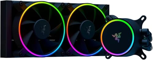 Razer Hanbo Chroma RGB All in One Liquid Cooler aRGB Pump Cap: AIO Design - Quiet, Powerful aRGB Fans - PWM Fan Controller Support - Intel LGA 115X Series, 2011, 1200, 1700, AM5 Compatible - 240MM