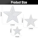 WILDREEDS 24 Pieces Star Iron on Patches, Star Embroidered Patch for Clothing, T-Shirt, Backpacks, Hats, Jeans, Jackets (White)