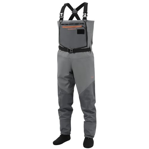 BASSDASH Flex Men’s Nylon Breathable Chest Waders Waterproof Fly Fishing Stocking Foot for Hunting Lightweight