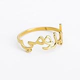 LONAGO Arabic Name Ring Personalized, 925 Sterling Silver Custom Arabic Name Ring Birthday Gift for Women (gold color, Sterling Silver)