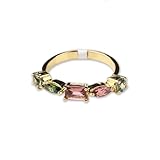 Memoria Beautiful 925 Silver Gold Plated Certified Natural Multi Turmaline Gemstone Dailywear Ring Womens Handmade Reiki Chakra Healing Ring Fine Jewelry Birthday Gift For Her (Silver, 5)