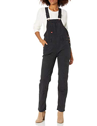 Dickies Women's Duck Double Front Bib Overalls, Rinsed Black, S