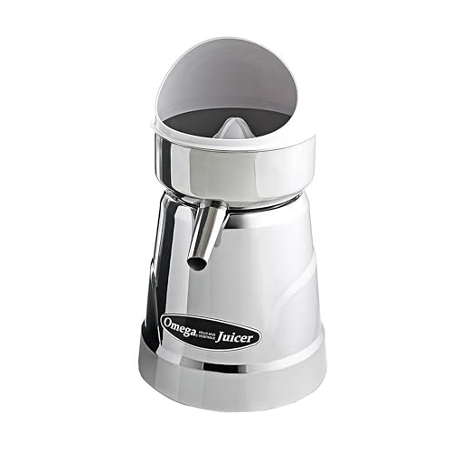 Omega C-20C Professional Electric Citrus Juicer with 3 Juice Cones, Surgical Steel Bowl and Pulp Strainer, 1800 RPM, 210W, Metallic