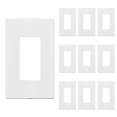 ENERLITES Screwless Decorator Wall Plate Child Safe Outlet Cover, Size 1-Gang 4.68" H x 2.93" L, Polycarbonate Thermoplastic, SI8831-W-10PCS, White (10 Pack)