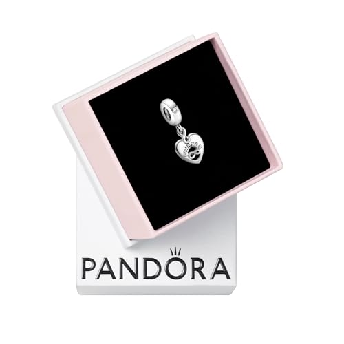 PANDORA Friends Forever Heart Dangle Charm - Compatible with PANDORA Moments - Jewelry for Women - Gift for Her - Made with Sterling Silver & Cubic Zirconia - With Gift Box