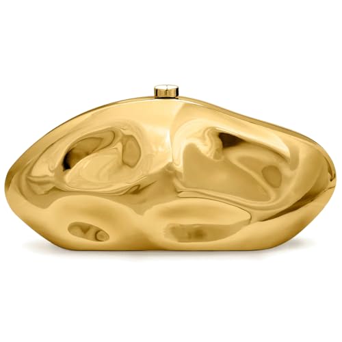 Acrylic Clutch Purse for Women Evening Bag, Irregular Shell Acrylic Purse Box Clutch with Chain for Party Wedding Prom, Gold