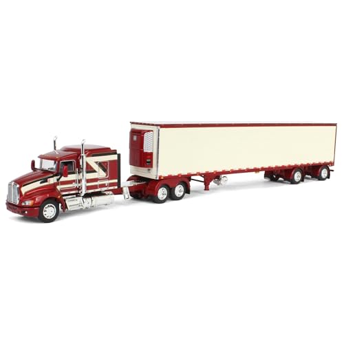 First Gear 1/64 Candy Red/Ivory Kenworth T660 Truck Model with Spread Axle Reefer Trailer, Recommended for Ages 14+, Includes Kenworth T660 Truck and Utility 53' Thermo King Refrigerated Trailer