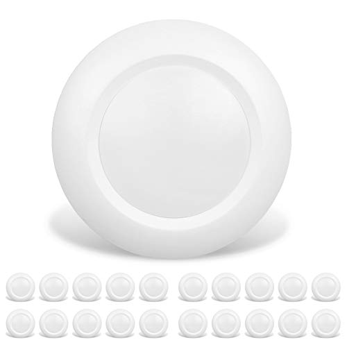 JULLISON 20 Packs 6 Inch LED Low Profile Recessed & Surface Mount Disk Light, Round, 15W, 900 Lumens, 5000K Day Light White, CRI80, Driverless Design, Dimmable, ETL Listed, White