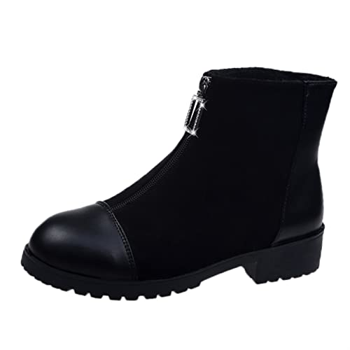 YDYCG Women's Boots Autumn Ankle Boots Women Zipper Shoes Luxury Designer Booties Ladies Ankle Rubber Rock Fashion Fabric Solid (Color : Black, Shoe Size : 8)