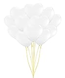 PMU 50 Pcs 15-Inch Valentine's Day Balloons,Heart Shaped Balloons, White Heart Balloons, Latex Love Balloons For Proposal, Wedding, Engagement & Birthday Party (50/Pkg)