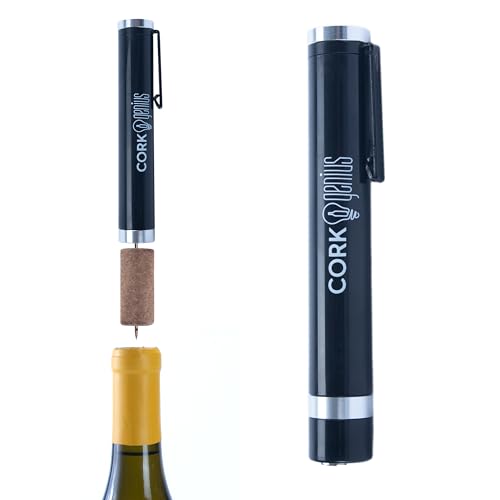 Cork Genius Wine Pen Mini - Air Pump Wine Bottle Opener - Manual Compact Air Pressure Cork Opener - Wine Gift and Accessory for Wine Lovers, Servers, Waiters, Black