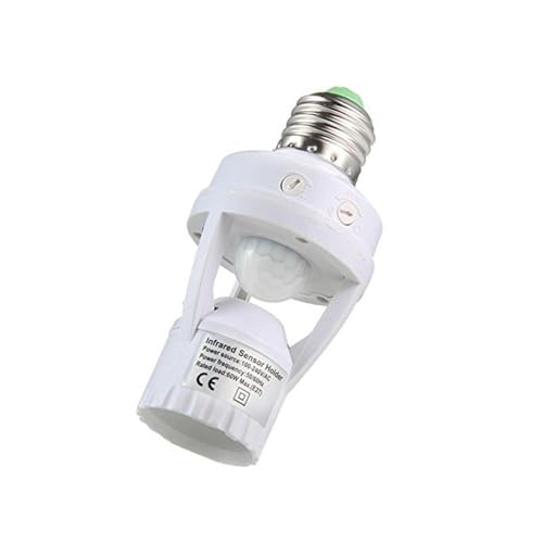 GSYFDZSWZX Fengyan Home Bulbs LED Lamp Base E27 PIR Motion Sensor Holder 110V - 220V with Light Control Switch Infrared Induction Bulb Socket Household Lamp (Color : White)