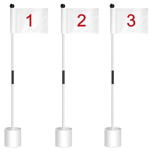 Hungdao 8 Set Golf Flagsticks Flags with Cups Practice Putting Green Pole Pin Flagpole Golf Hole Cup Nylon Flags Portable Mini Flag Sticks 2 Section for Yard Garden Indoor Outdoor