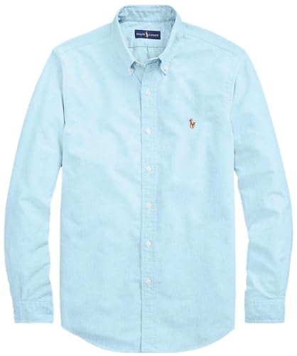 Polo Ralph Lauren Men's Long Sleeve Oxford Button Down Shirt (L, NewAgeanBlue), Large