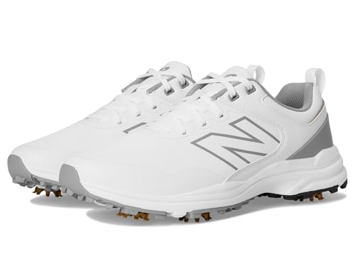 New Balance Men's Brighton v2 Golf Shoe, White/Grey, 12 X-Wide