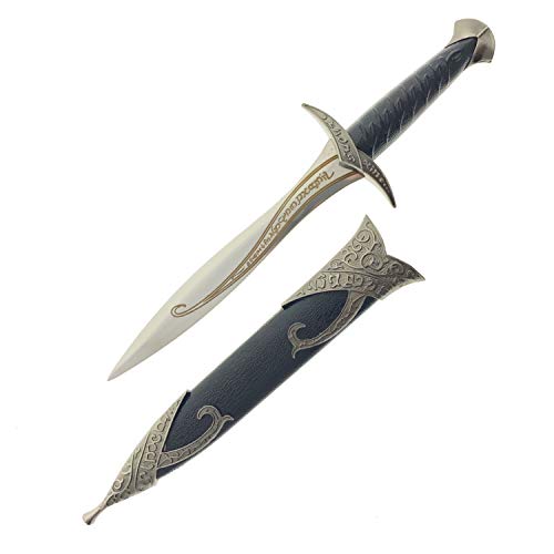 LKOQO 11" Fantasy Medieval Elvish Dagger. For Collection, Gift or Cosplay Renaissance Characters A Fair,Stainless Steel (Black)
