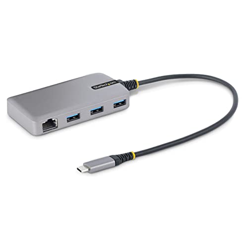StarTech.com 3-Port USB-C Hub with Ethernet - 3X USB-A Ports, Gigabit Ethernet RJ45, USB 3.0 5Gbps, Bus-Powered, 1ft/30cm Long Cable - Portable Laptop USB Type-C Hub Adapter w/GbE (5G3AGBB-USB-C-HUB)