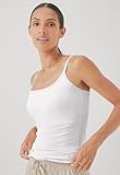 PACT Women's Organic Cotton Camisole Tank Top with Built-in Shelf Bra, White, Medium