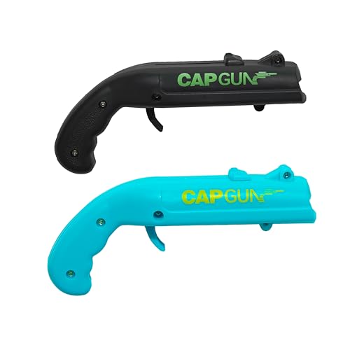 Cap Gun Bottle Opener, Launcher Shooter Funny Shoots Gun Creative Beer Opener for Drinking Game Family Party Bar Outdoor (2, Black&Bule)