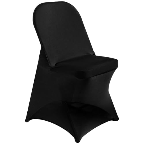 Stretch Spandex Chair Covers - Black 100 PCS, Folding Kitchen Chairs Cover, Universal Washable Slipcovers Protector, Removable Chair Seat Covers, for Wedding Party Dining Room Banquet Event