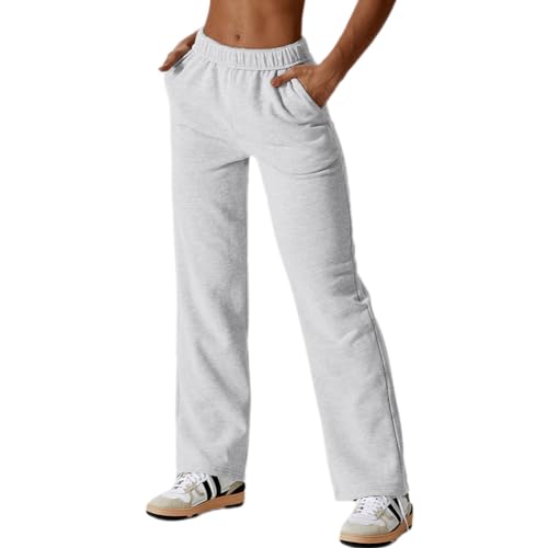 OMEWEE Women’s Leisure Sweatpants for 2024 New,Womens Tall Sweatpants,Straight and Wide Leg Sweatpants Women with Pocket Grey M